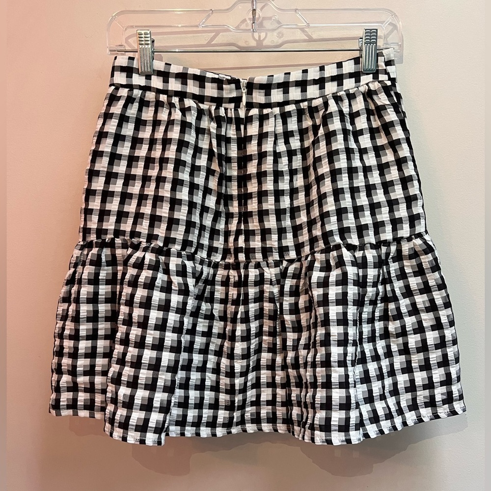 TOPSHOP Women’s Black and White Gingham Checked Mini Skirt - Size 4 - Picture 7 of 9